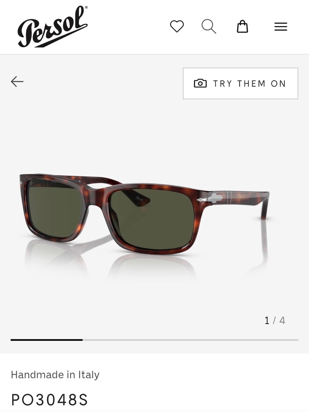 Persol Tortoise Frame Sunglasses with Green Lenses